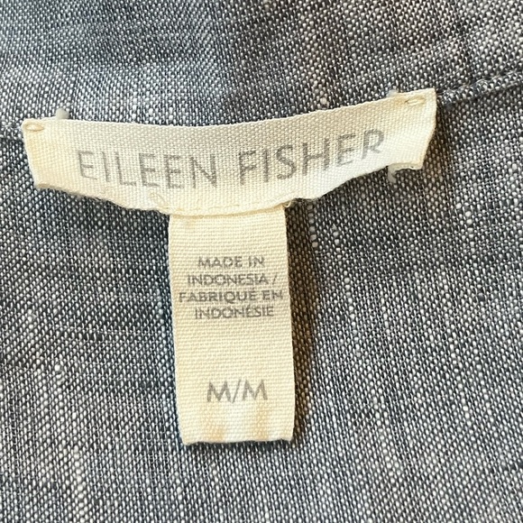 Eileen Fisher Blue Gray Button Up Linen Cropped Shirt Jacket Medium - Picture 6 of 14